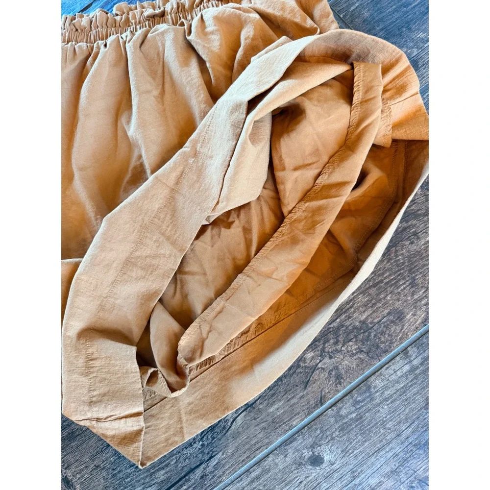 Evereve Womens One Shoulder Puff Sleeve Blouse Camel Tan Top - Picture 5 of 6